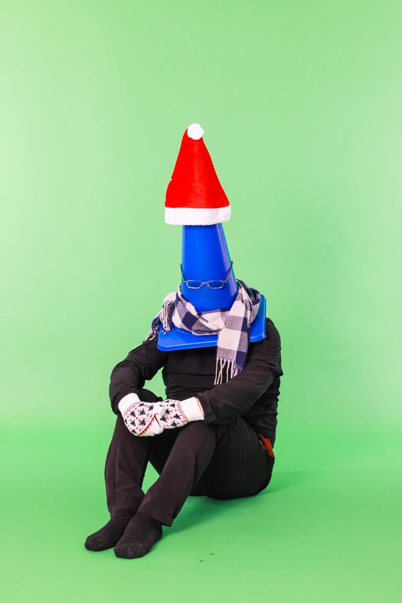 クリぼっち（三角コーン）の写真