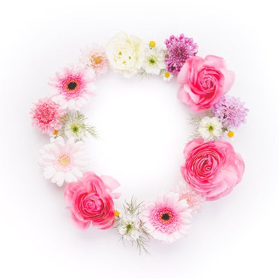 丸いお花の輪の写真